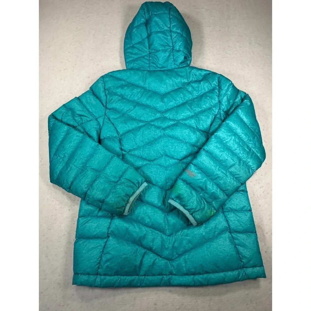 Gerry Puffer Jacket Girls L(14/16) Teal Fill Power 650 Insulated Hooded Outdoor